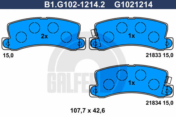 Galfer B1.G102-1214.2 Brake Pad Set, disc brake B1G10212142
