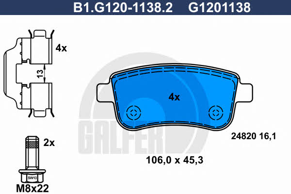 Galfer B1.G120-1138.2 Brake Pad Set, disc brake B1G12011382