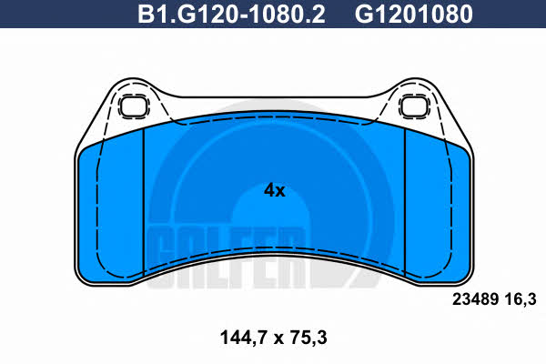 Galfer B1.G120-1080.2 Brake Pad Set, disc brake B1G12010802