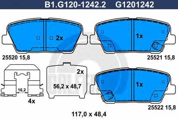 Galfer B1.G120-1242.2 Brake Pad Set, disc brake B1G12012422