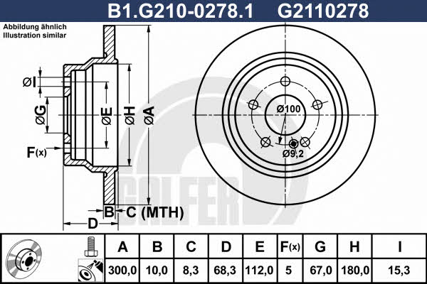 Galfer B1.G210-0278.1 Rear brake disc, non-ventilated B1G21002781