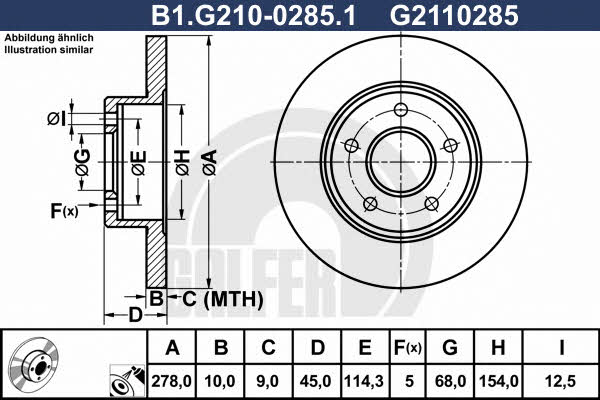 Galfer B1.G210-0285.1 Rear brake disc, non-ventilated B1G21002851