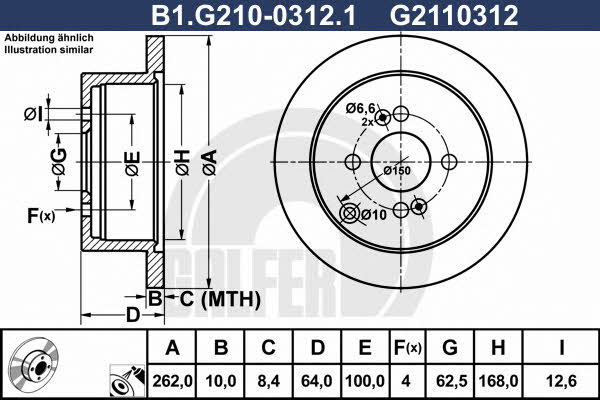 Galfer B1.G210-0312.1 Rear brake disc, non-ventilated B1G21003121