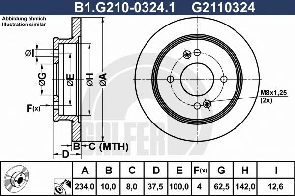 Galfer B1.G210-0324.1 Rear brake disc, non-ventilated B1G21003241
