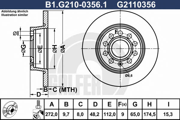 Galfer B1.G210-0356.1 Rear brake disc, non-ventilated B1G21003561