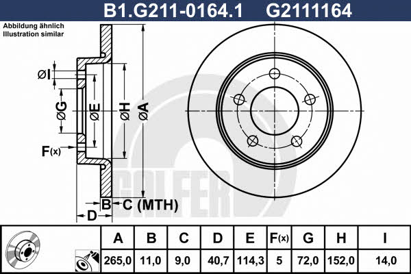 Galfer B1.G211-0164.1 Rear brake disc, non-ventilated B1G21101641