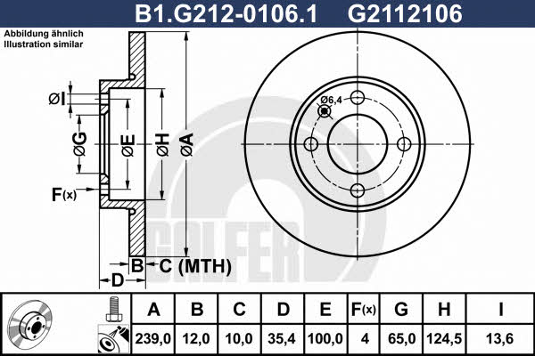 Galfer B1.G212-0106.1 Unventilated front brake disc B1G21201061