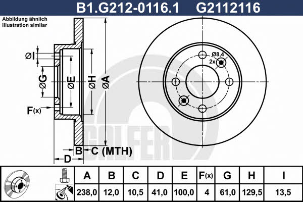 Galfer B1.G212-0116.1 Unventilated front brake disc B1G21201161