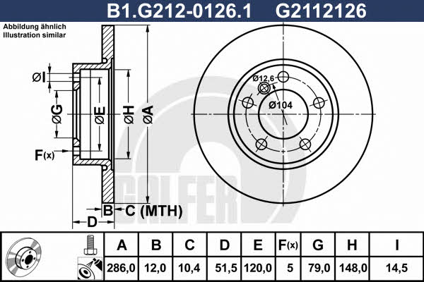 Galfer B1.G212-0126.1 Unventilated front brake disc B1G21201261