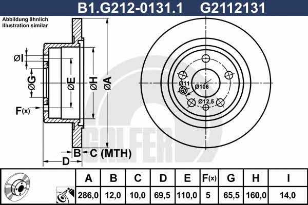 Galfer B1.G212-0131.1 Rear brake disc, non-ventilated B1G21201311