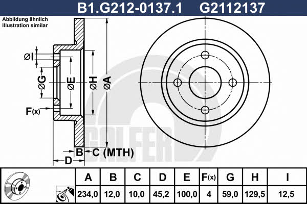 Galfer B1.G212-0137.1 Unventilated front brake disc B1G21201371