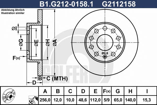 Galfer B1.G212-0158.1 Rear brake disc, non-ventilated B1G21201581