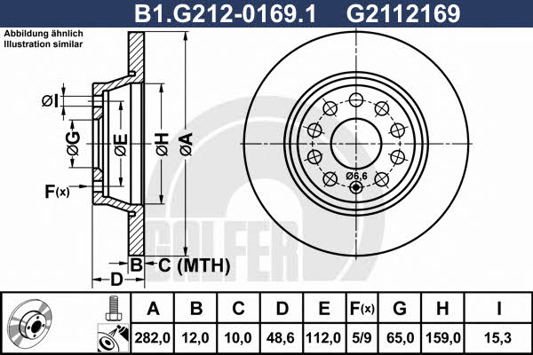 Galfer B1.G212-0169.1 Rear brake disc, non-ventilated B1G21201691