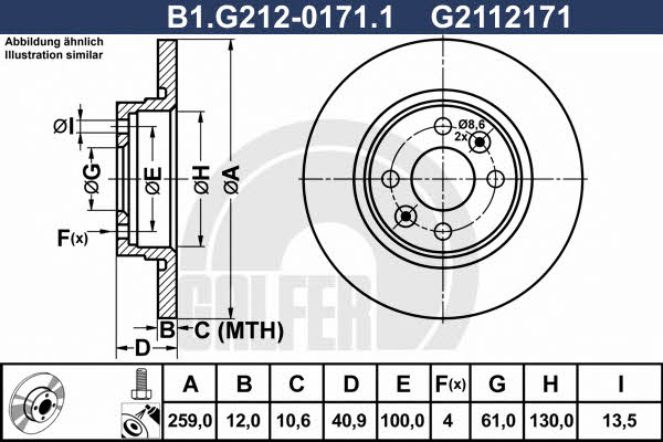 Galfer B1.G212-0171.1 Unventilated front brake disc B1G21201711