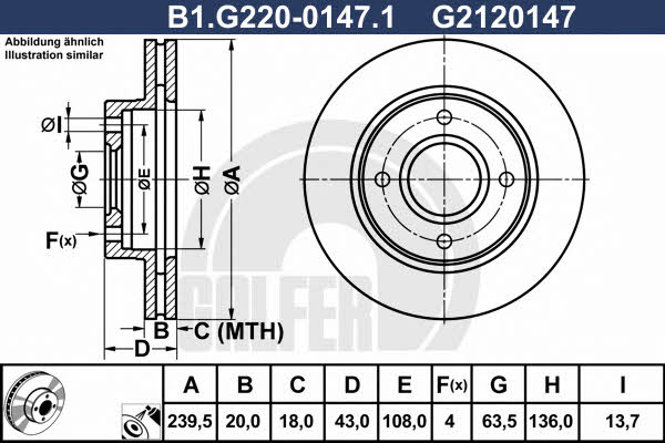 Galfer B1.G220-0147.1 Front brake disc ventilated B1G22001471