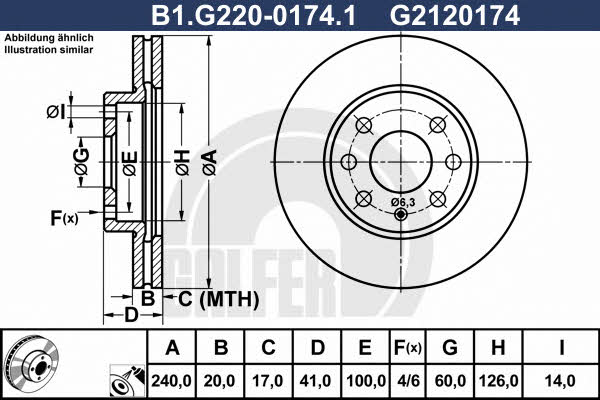 Galfer B1.G220-0174.1 Front brake disc ventilated B1G22001741