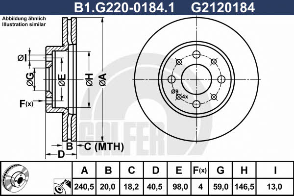 Galfer B1.G220-0184.1 Front brake disc ventilated B1G22001841