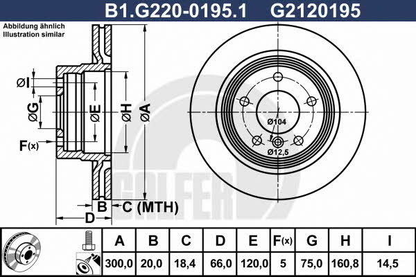 Galfer B1.G220-0195.1 Rear ventilated brake disc B1G22001951