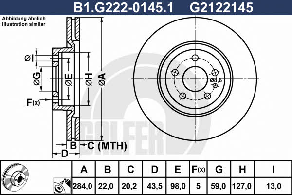 Galfer B1.G222-0145.1 Front brake disc ventilated B1G22201451
