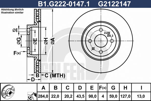 Galfer B1.G222-0147.1 Front brake disc ventilated B1G22201471