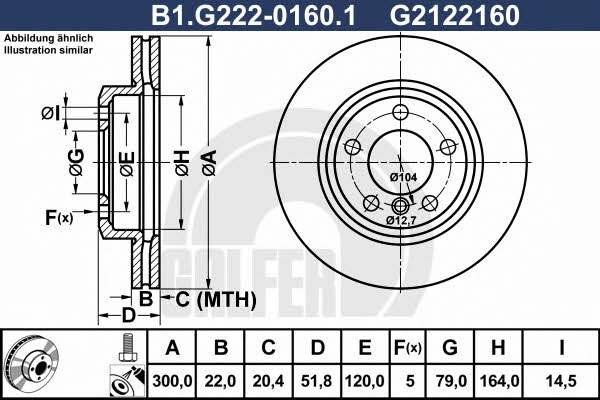 Galfer B1.G222-0160.1 Front brake disc ventilated B1G22201601