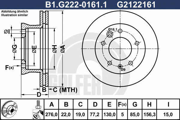 Galfer B1.G222-0161.1 Front brake disc ventilated B1G22201611