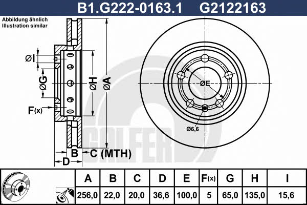 Galfer B1.G222-0163.1 Rear ventilated brake disc B1G22201631