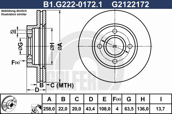 Galfer B1.G222-0172.1 Front brake disc ventilated B1G22201721