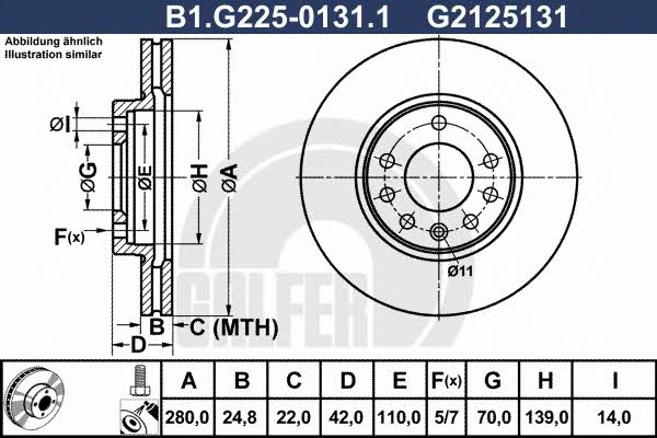 Galfer B1.G225-0131.1 Front brake disc ventilated B1G22501311