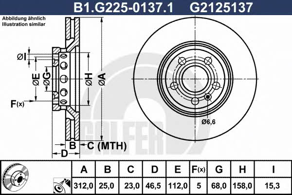 Galfer B1.G225-0137.1 Front brake disc ventilated B1G22501371