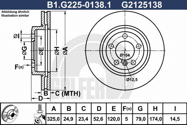 Galfer B1.G225-0138.1 Front brake disc ventilated B1G22501381