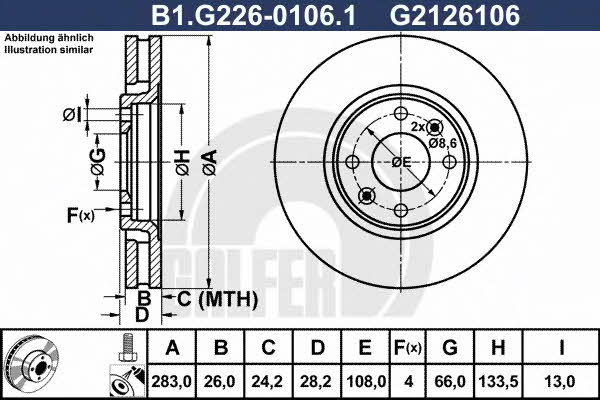 Galfer B1.G226-0106.1 Front brake disc ventilated B1G22601061