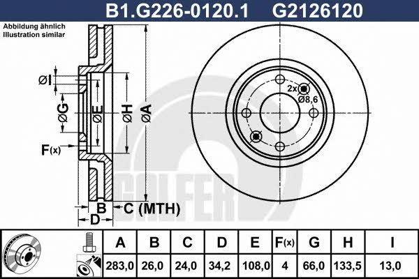 Galfer B1.G226-0120.1 Front brake disc ventilated B1G22601201