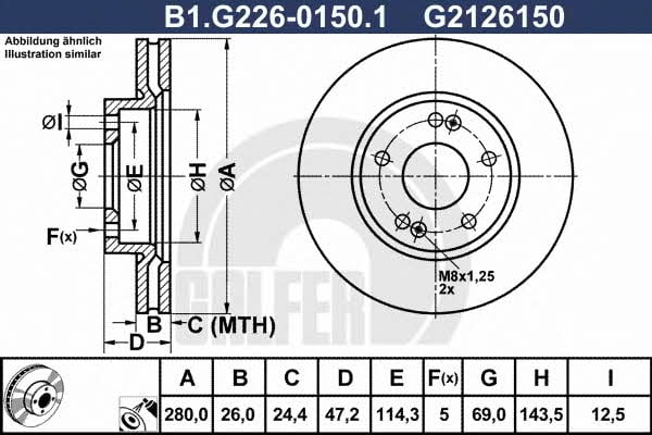 Galfer B1.G226-0150.1 Front brake disc ventilated B1G22601501