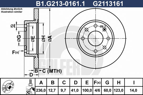 Galfer B1.G213-0161.1 Unventilated front brake disc B1G21301611