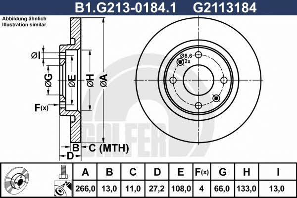 Galfer B1.G213-0184.1 Unventilated front brake disc B1G21301841