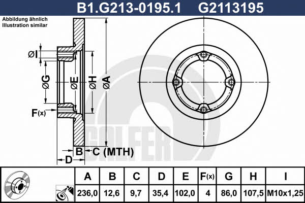 Galfer B1.G213-0195.1 Unventilated front brake disc B1G21301951