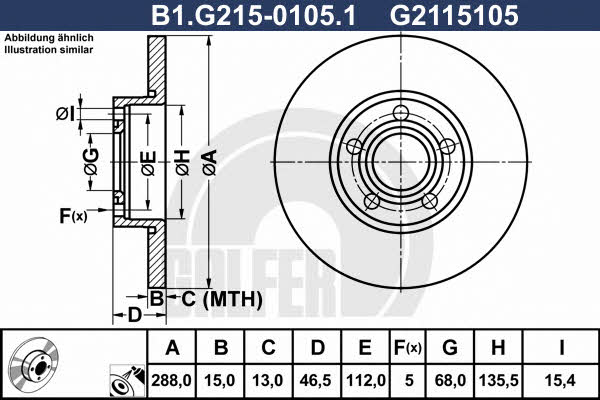Galfer B1.G215-0105.1 Unventilated front brake disc B1G21501051