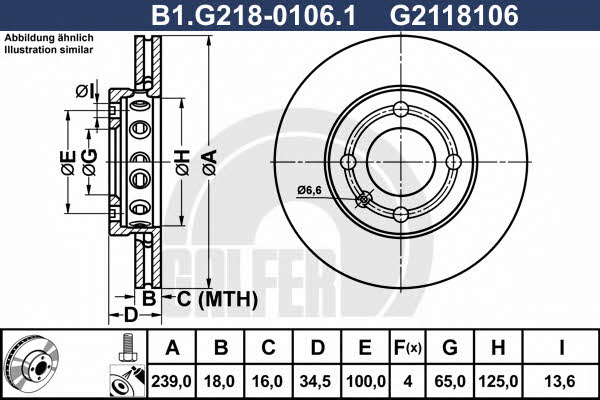 Galfer B1.G218-0106.1 Front brake disc ventilated B1G21801061