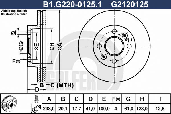 Galfer B1.G220-0125.1 Front brake disc ventilated B1G22001251
