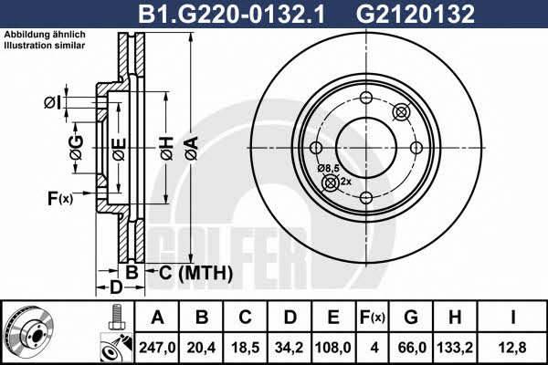 Galfer B1.G220-0132.1 Front brake disc ventilated B1G22001321