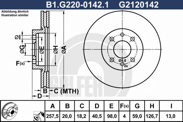 Galfer B1.G220-0142.1 Front brake disc ventilated B1G22001421