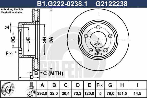 Galfer B1.G222-0238.1 Front brake disc ventilated B1G22202381
