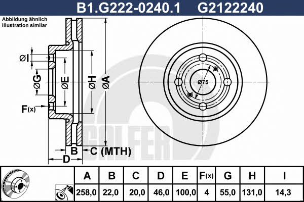 Galfer B1.G222-0240.1 Front brake disc ventilated B1G22202401
