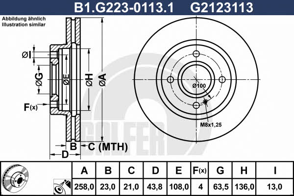 Galfer B1.G223-0113.1 Front brake disc ventilated B1G22301131