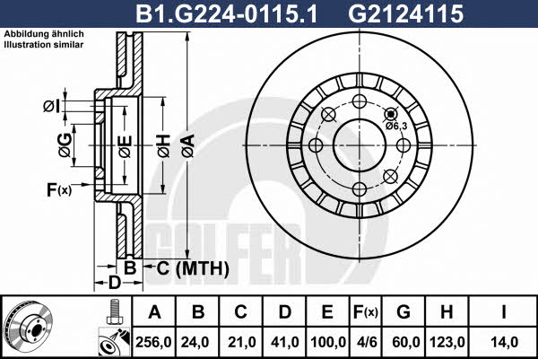 Galfer B1.G224-0115.1 Front brake disc ventilated B1G22401151