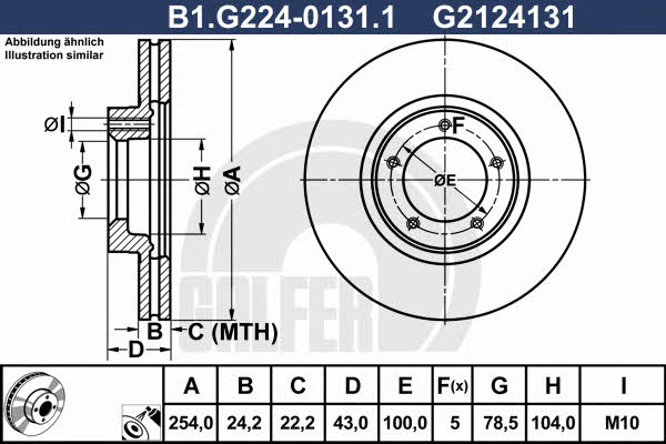 Galfer B1.G224-0131.1 Front brake disc ventilated B1G22401311