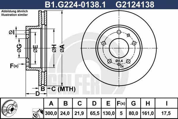 Galfer B1.G224-0138.1 Front brake disc ventilated B1G22401381