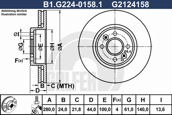 Galfer B1.G224-0158.1 Front brake disc ventilated B1G22401581