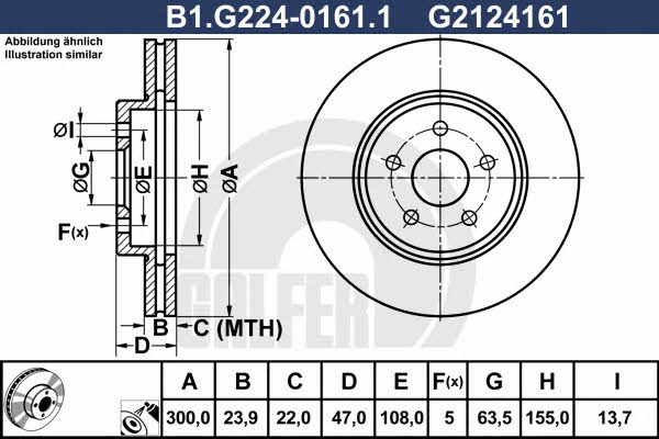 Galfer B1.G224-0161.1 Front brake disc ventilated B1G22401611